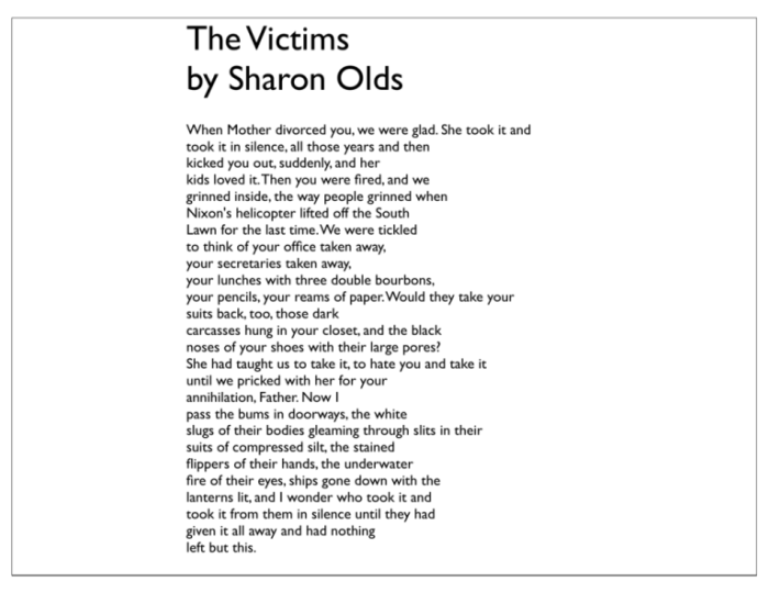 The victims by sharon olds