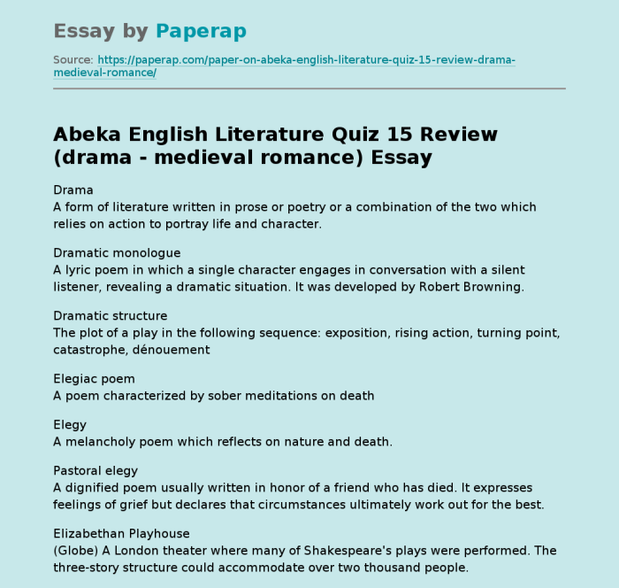 Abeka english literature test 12