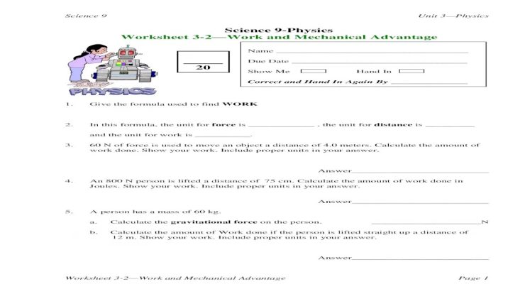 Unit 3 worksheet 3 physics answers