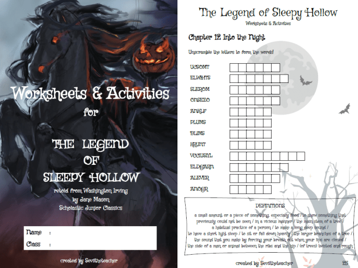 The legend of sleepy hollow worksheets pdf