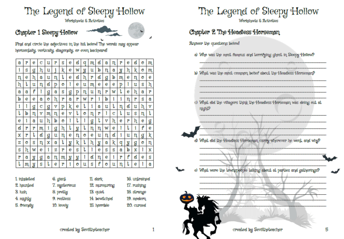 The legend of sleepy hollow worksheets pdf