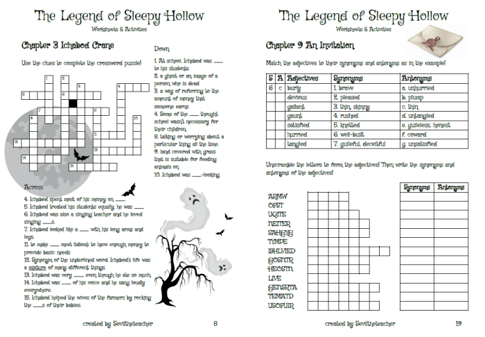 The legend of sleepy hollow worksheets pdf