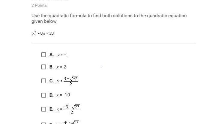 What are the potential solutions to the equation below mc016-1.jpg